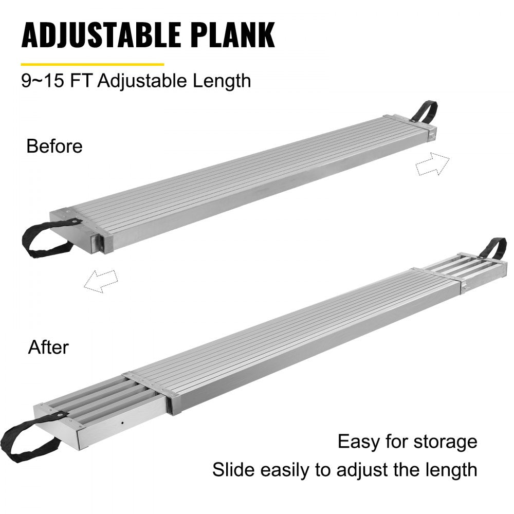 010288800096 - 9-15ft Aluminum Telescoping Work Plank, 441 lbs Capacity