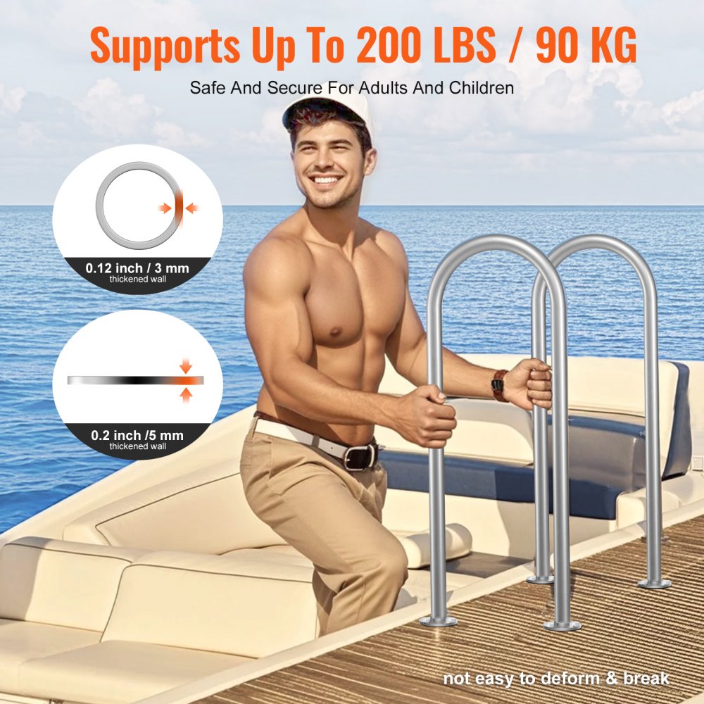 L-3613 - Durable Aluminum Dock Handrails with U-Shaped Grip for Safety