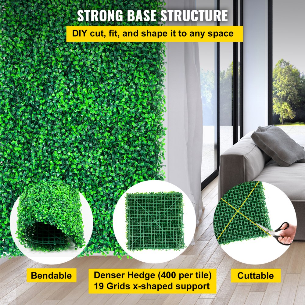 VV-MLCRZZWQ-20X20 16PC 400D - Weather-Proof 400-D Grid Artificial Boxwood Panels