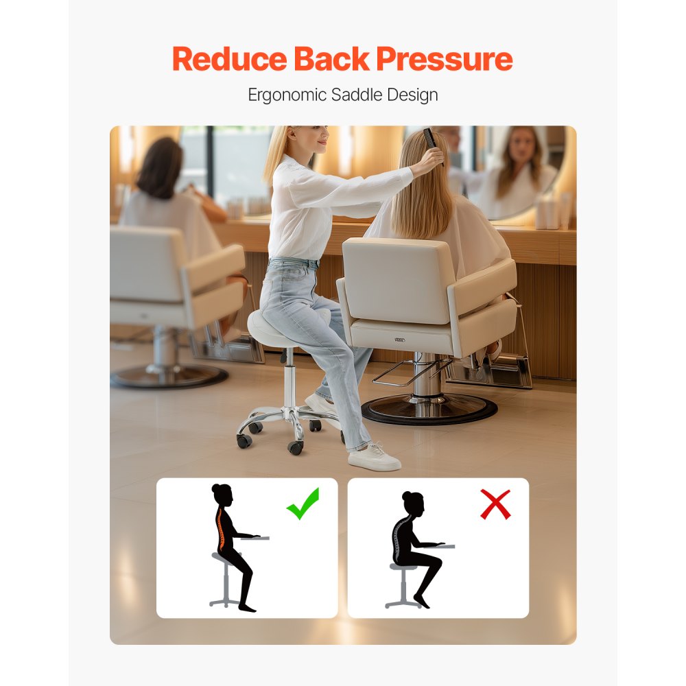 MST003-3W - Ergonomic Height Adjustable Saddle Stool, 14.8" x 14.1"