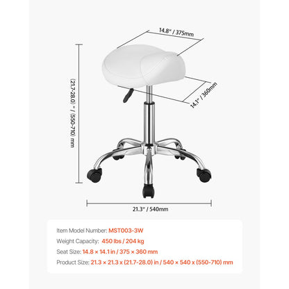 MST003-3W - Ergonomic Height Adjustable Saddle Stool, 14.8" x 14.1"