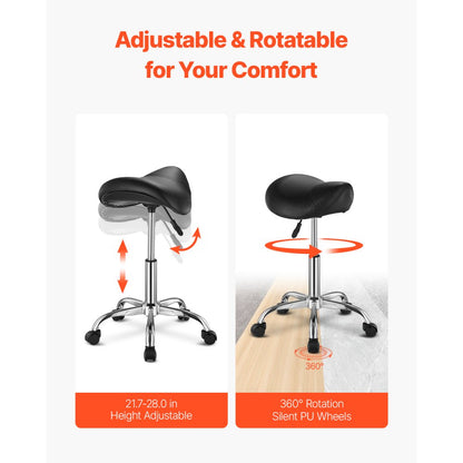 MST003-3B - Ergonomic Saddle Stool with Wheels, 450 lbs Capacity