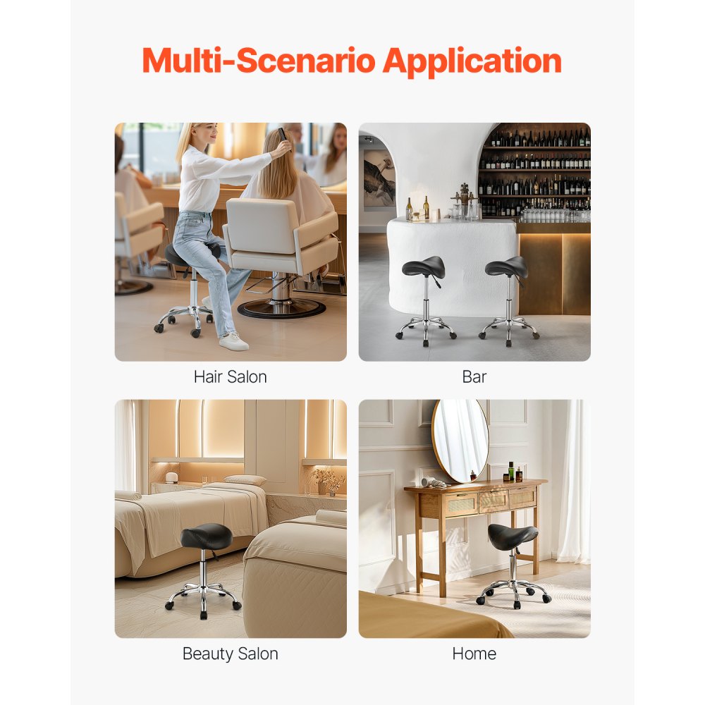 MST003-3B - Ergonomic Saddle Stool with Wheels, 450 lbs Capacity