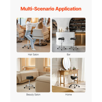 MST003-3B - Ergonomic Saddle Stool with Wheels, 450 lbs Capacity