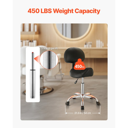 MST003-4 - Ergonomic Saddle Stool with Back, 450 lbs Capacity