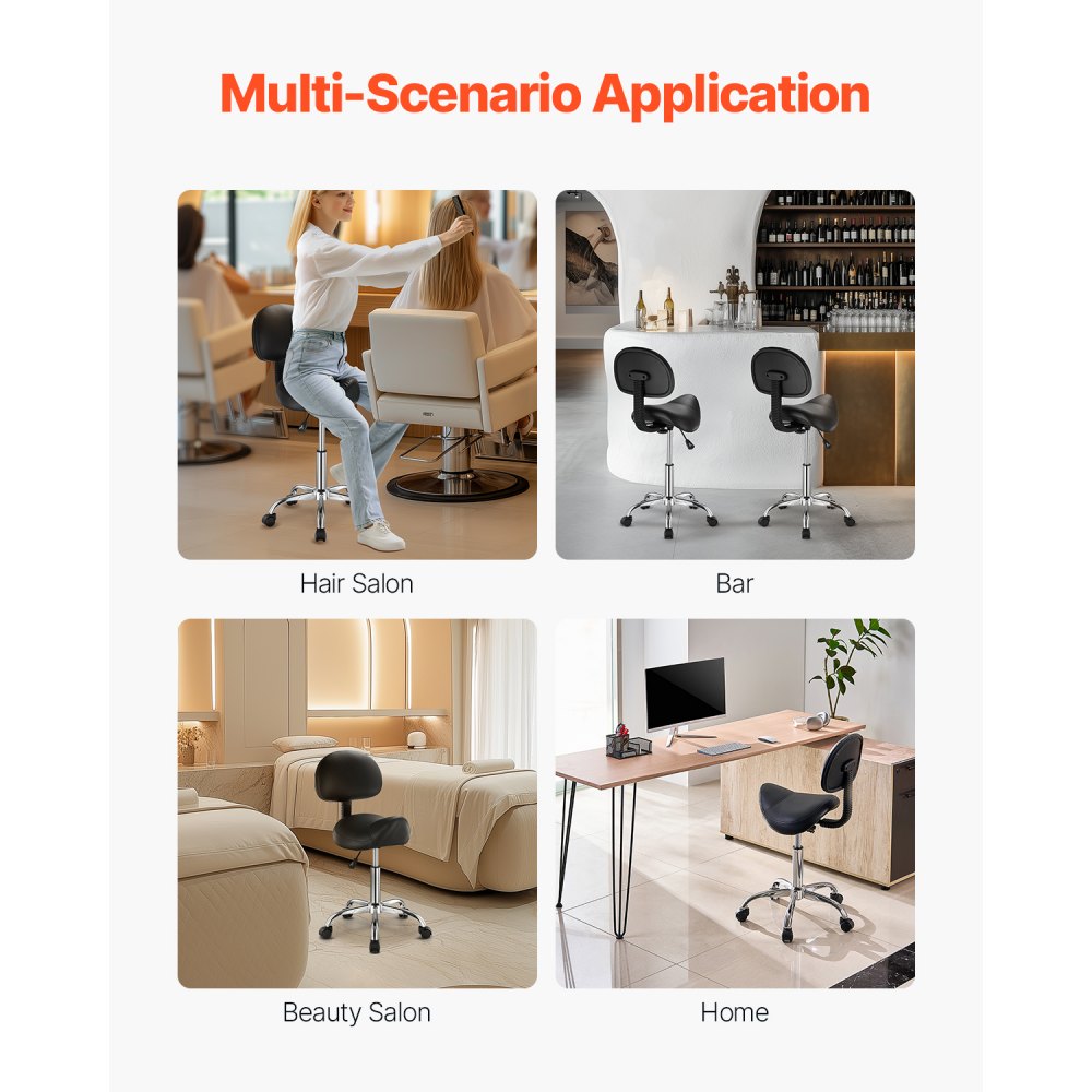 MST003-4 - Ergonomic Saddle Stool with Back, 450 lbs Capacity