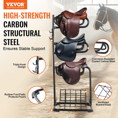 TI-058 - 4-Tier Steel Saddle Rack for English & Western Tack