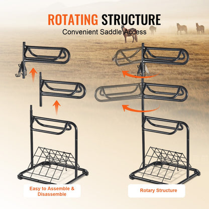 TI-058 - 4-Tier Steel Saddle Rack for English & Western Tack