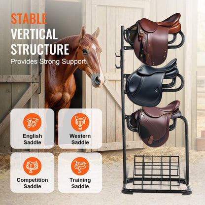 TI-058 - 4-Tier Steel Saddle Rack for English & Western Tack