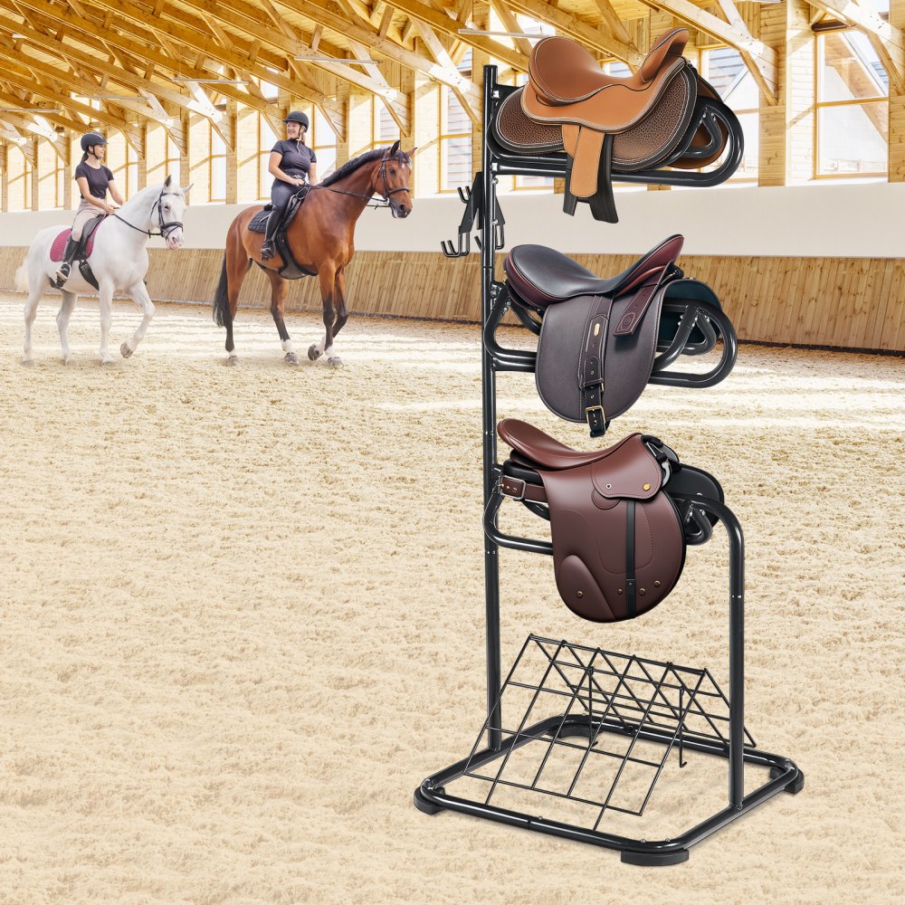 TI-058 - 4-Tier Steel Saddle Rack for English & Western Tack