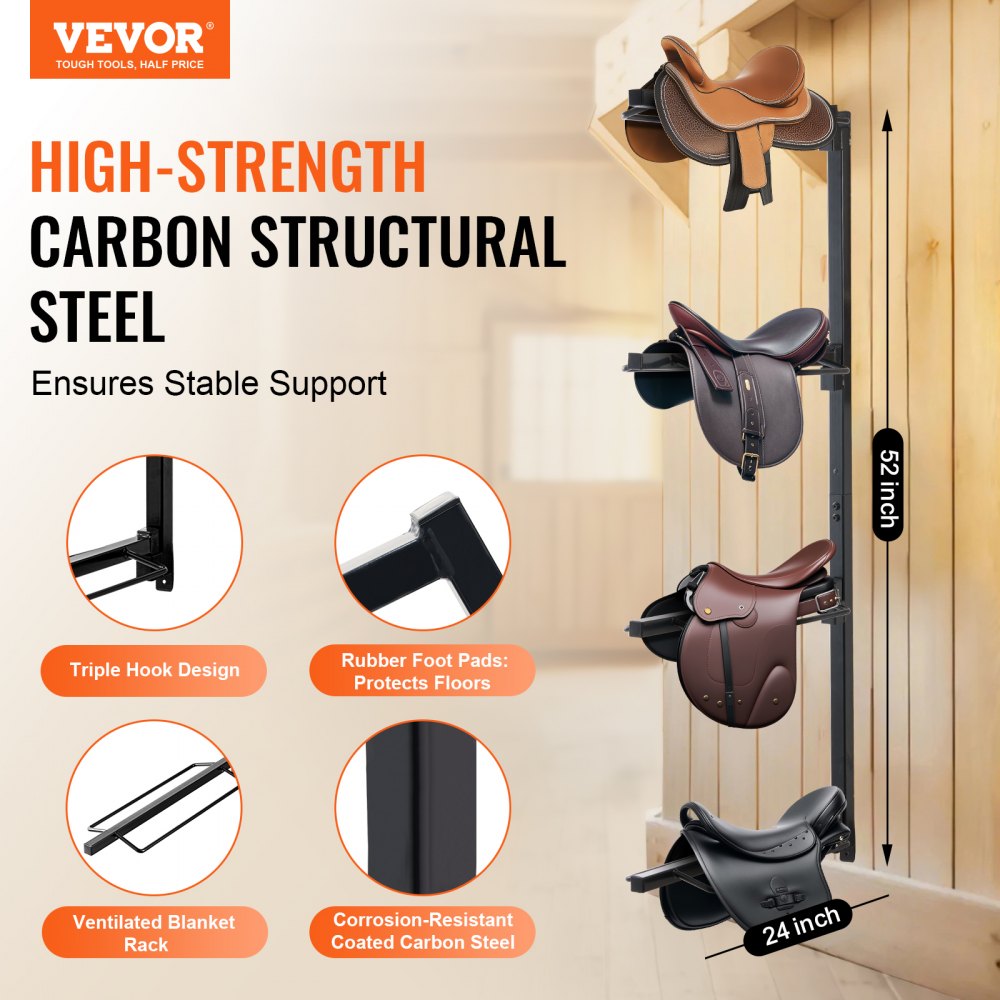 TI-059 - Durable 4-Tier Steel Saddle Rack for All Tack Types