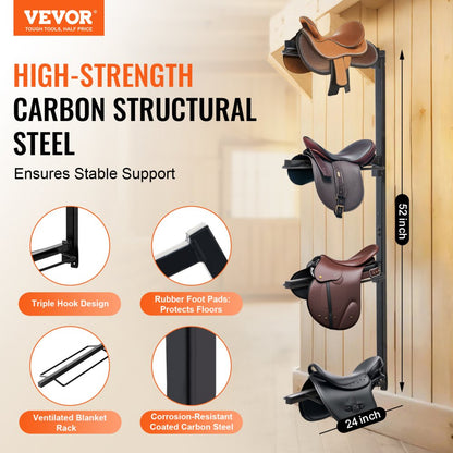 TI-059 - Durable 4-Tier Steel Saddle Rack for All Tack Types