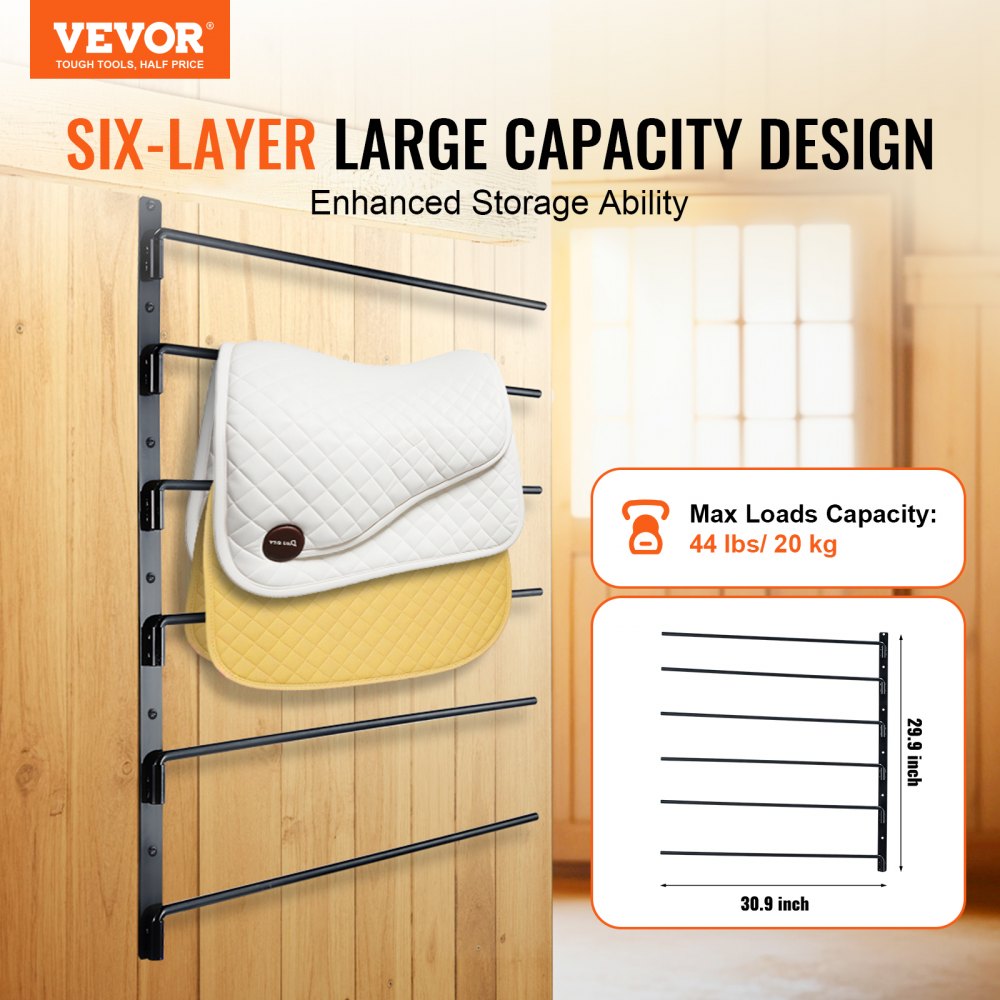 TI-060 - Durable Six-Tier Rotating Saddle Rack for Tack Organization