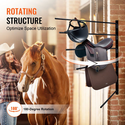 TI-060 - Durable Six-Tier Rotating Saddle Rack for Tack Organization
