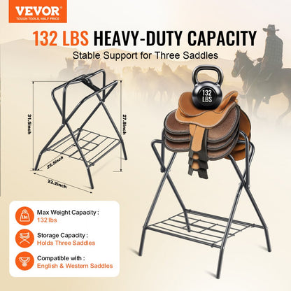 T28（2） - Heavy-Duty Folding Saddle Rack for English & Western Saddles