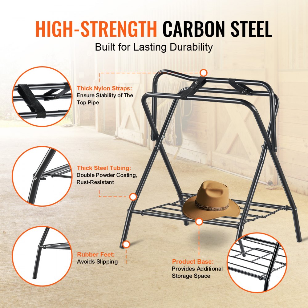 T28（2） - Heavy-Duty Folding Saddle Rack for English & Western Saddles