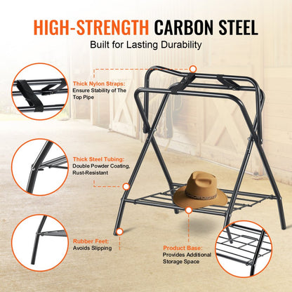 T28（2） - Heavy-Duty Folding Saddle Rack for English & Western Saddles