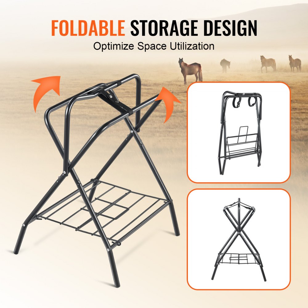 T28（2） - Heavy-Duty Folding Saddle Rack for English & Western Saddles