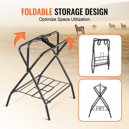 T28（2） - Heavy-Duty Folding Saddle Rack for English & Western Saddles