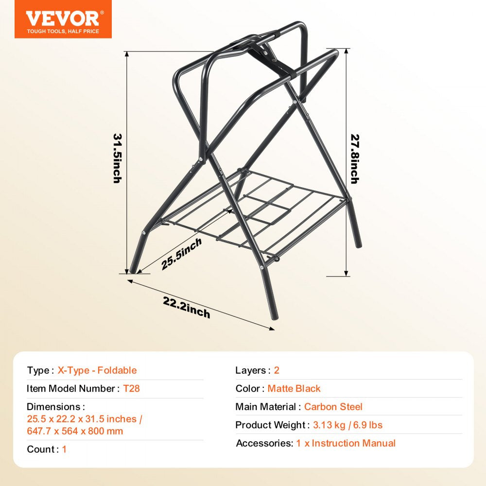 T28（2） - Heavy-Duty Folding Saddle Rack for English & Western Saddles
