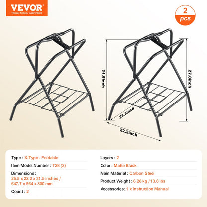 T28(2) - Durable Folding Steel Saddle Rack for English & Western Saddles