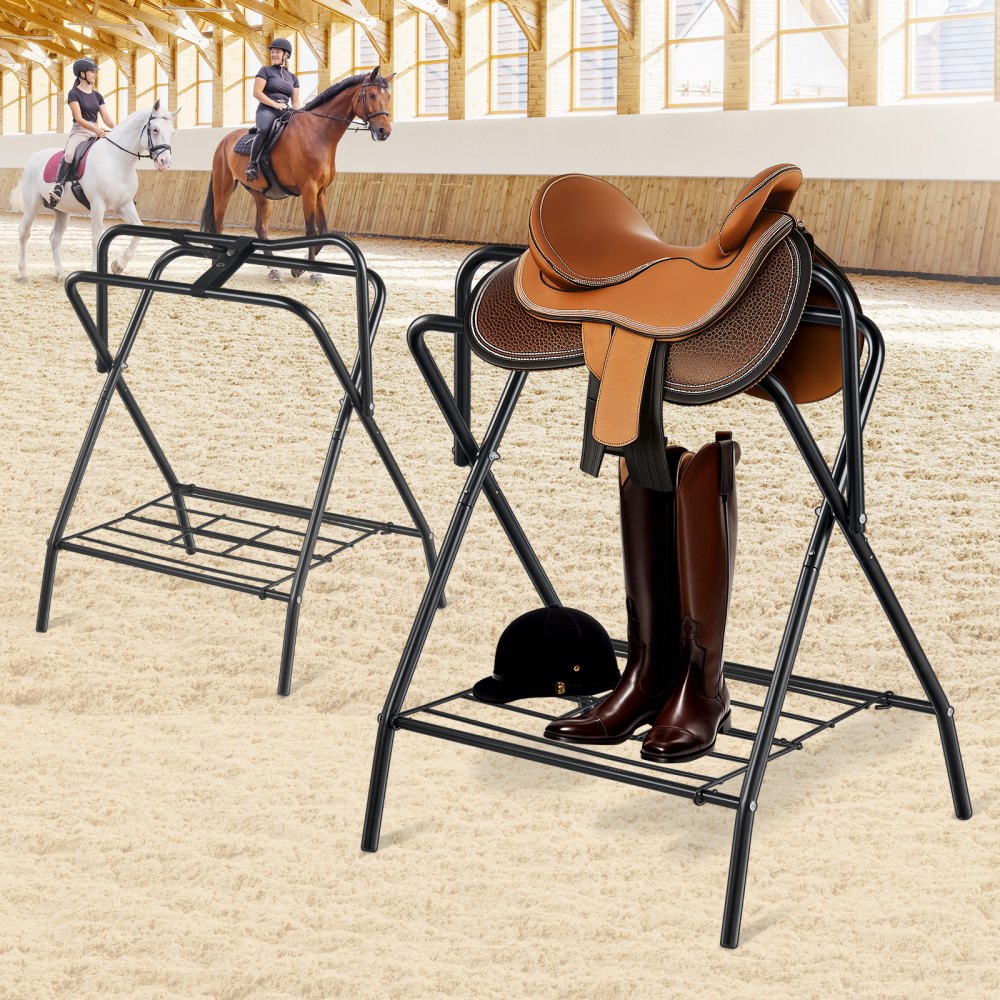 T28(2) - Durable Folding Steel Saddle Rack for English & Western Saddles