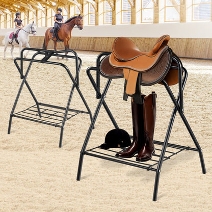 T28(2) - Durable Folding Steel Saddle Rack for English & Western Saddles