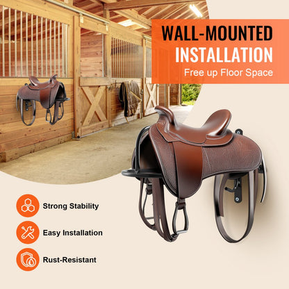 TI-061 - Durable Wall-Mounted Saddle Rack for English & Western Saddles