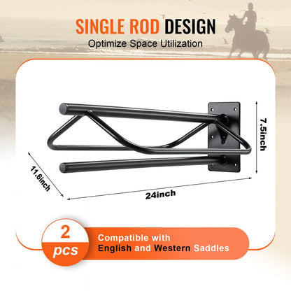 T29 - Durable Wall-Mounted Saddle Rack for English & Western Saddles