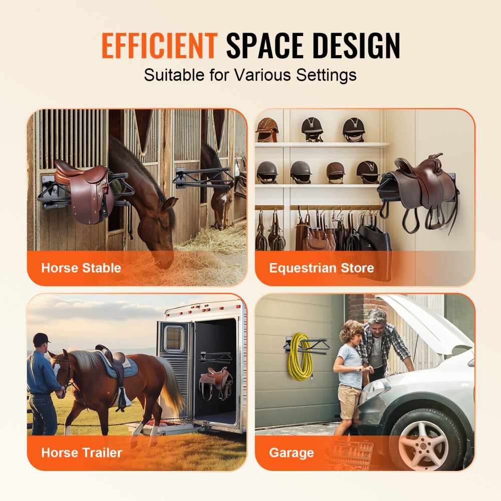 T29 - Durable Wall-Mounted Saddle Rack for English & Western Saddles