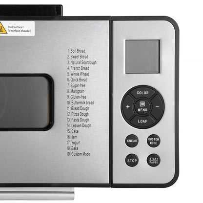 MBF-016 - 19-Mode Automatic Bread Maker with 15-Hour Timer, 3 Sizes