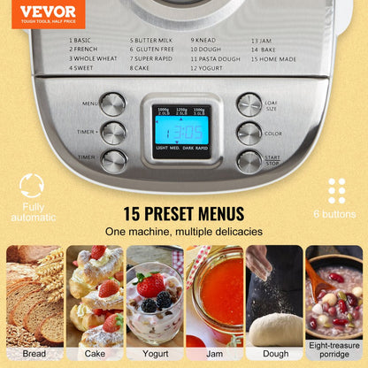 BM8902-A - 3LB VEVOR Bread Maker with Gluten-Free Setting and Nonstick Pan