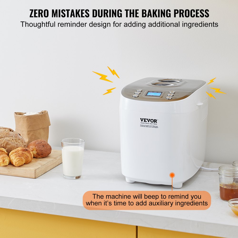 BM8902-A - 3LB VEVOR Bread Maker with Gluten-Free Setting and Nonstick Pan