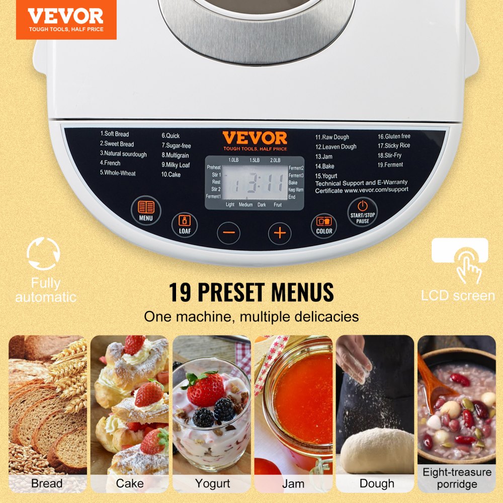 MBF-020 - Versatile 19-in-1 Ceramic Bread Maker for Custom Baked Goods