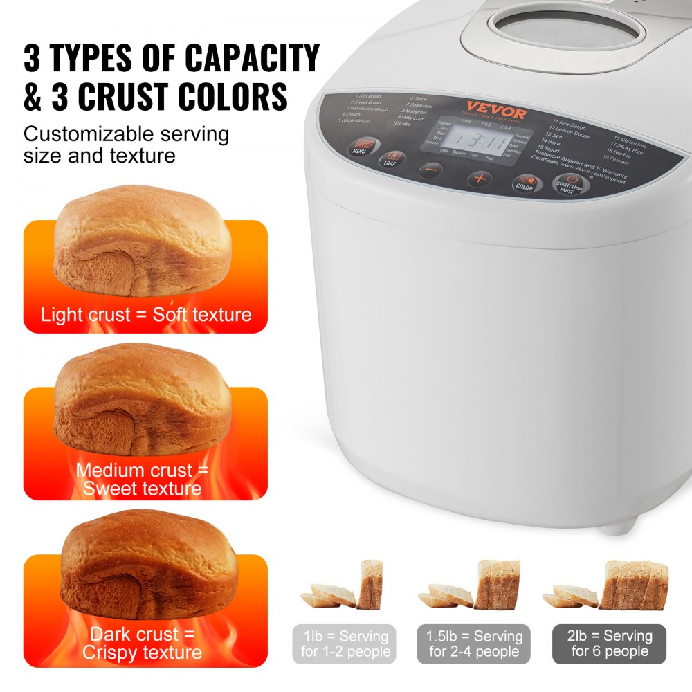 MBF-020 - Versatile 19-in-1 Ceramic Bread Maker for Custom Baked Goods