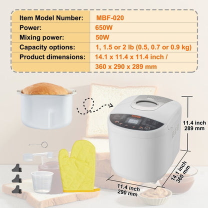 MBF-020 - Versatile 19-in-1 Ceramic Bread Maker for Custom Baked Goods