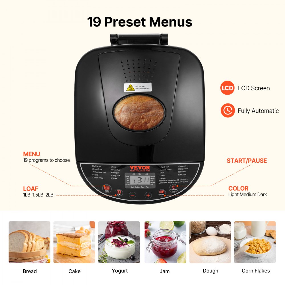 MBF-020 - 19-Options Automatic Bread Maker with 15-Hour Timer