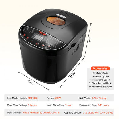 MBF-020 - 19-Options Automatic Bread Maker with 15-Hour Timer