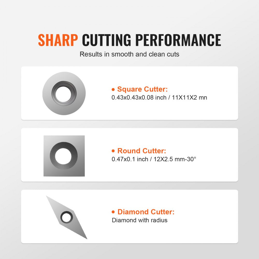 WD350-3 - VEVOR 12.6" Durable Wood Lathe Chisel Set with 7.87" Grip