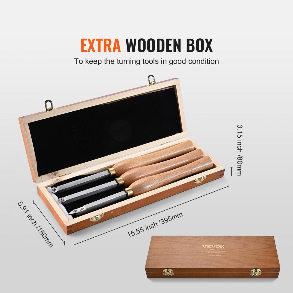 WD350-3 - VEVOR 12.6" Durable Wood Lathe Chisel Set with 7.87" Grip