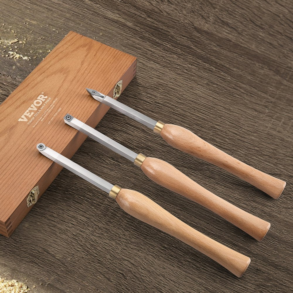 WD350-3 - VEVOR 12.6" Durable Wood Lathe Chisel Set with 7.87" Grip
