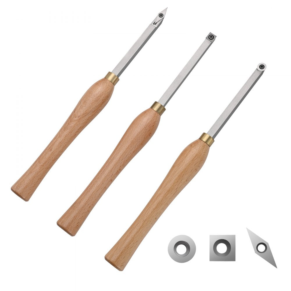WD350-3 - VEVOR 12.6" Durable Wood Lathe Chisel Set with 7.87" Grip