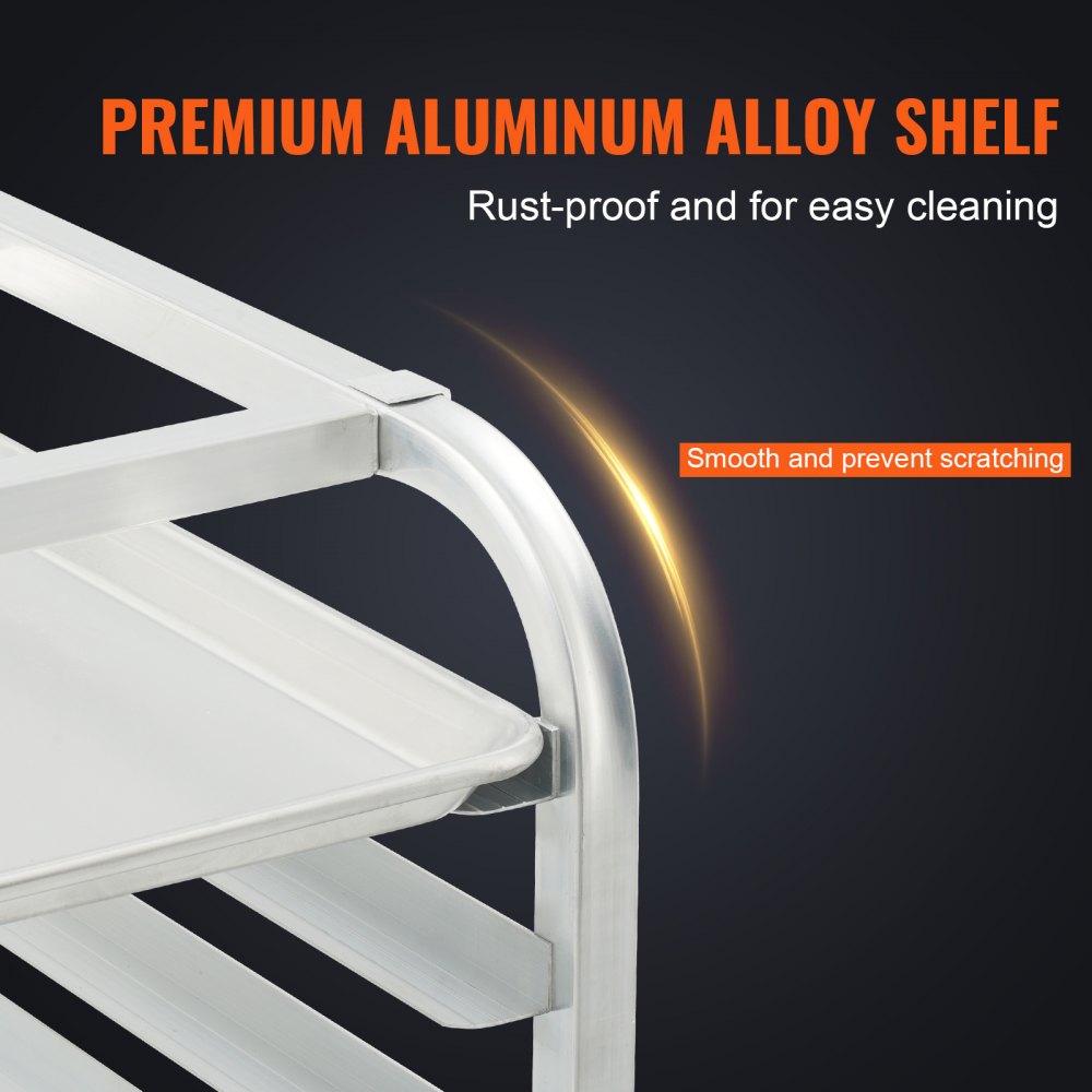 LHPR-10R - Compact 26"L Aluminum Bun Pan Rack with Rubber Brake Wheels