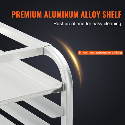 LHPR-10R - Compact 26"L Aluminum Bun Pan Rack with Rubber Brake Wheels