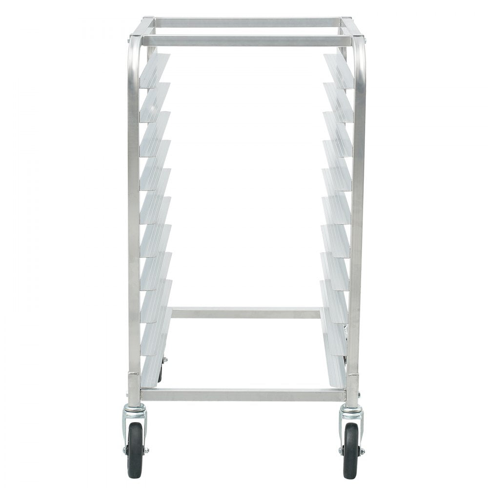 LHPR-10R - Compact 26"L Aluminum Bun Pan Rack with Rubber Brake Wheels