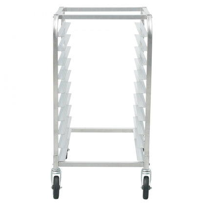 LHPR-10R - Compact 26"L Aluminum Bun Pan Rack with Rubber Brake Wheels