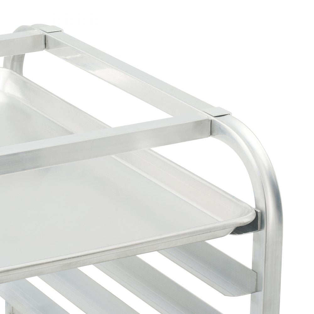 LHPR-10R - Compact 26"L Aluminum Bun Pan Rack with Rubber Brake Wheels