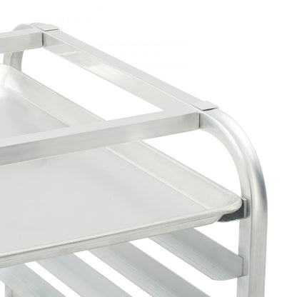LHPR-10R - Compact 26"L Aluminum Bun Pan Rack with Rubber Brake Wheels