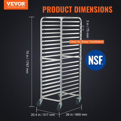LHPR-20R - Compact Aluminum Bun Rack for Half & Full Sheet Pans