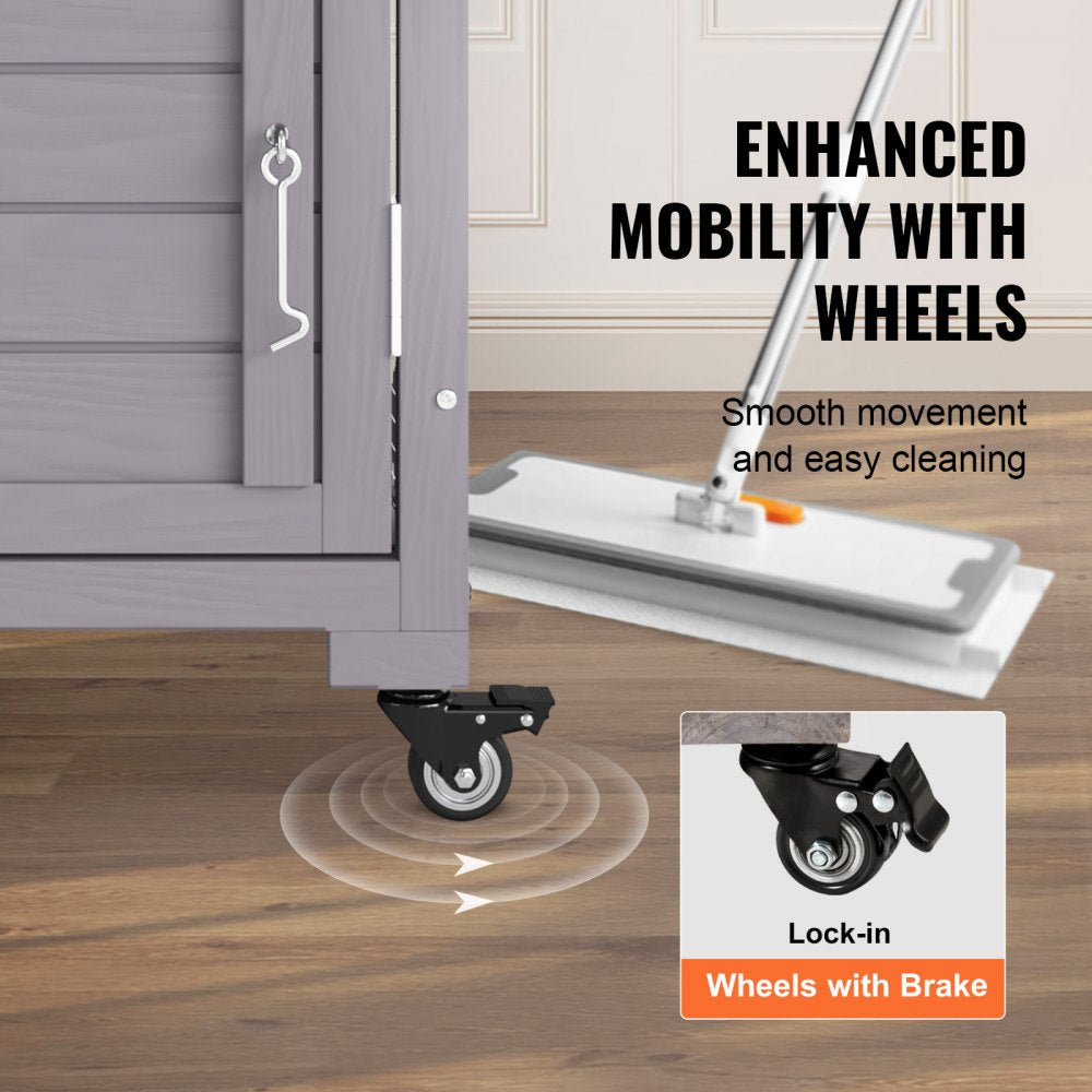 CH470 - Spacious 29.9"x34"x64.1" Outdoor Cat House with Mobile Caster